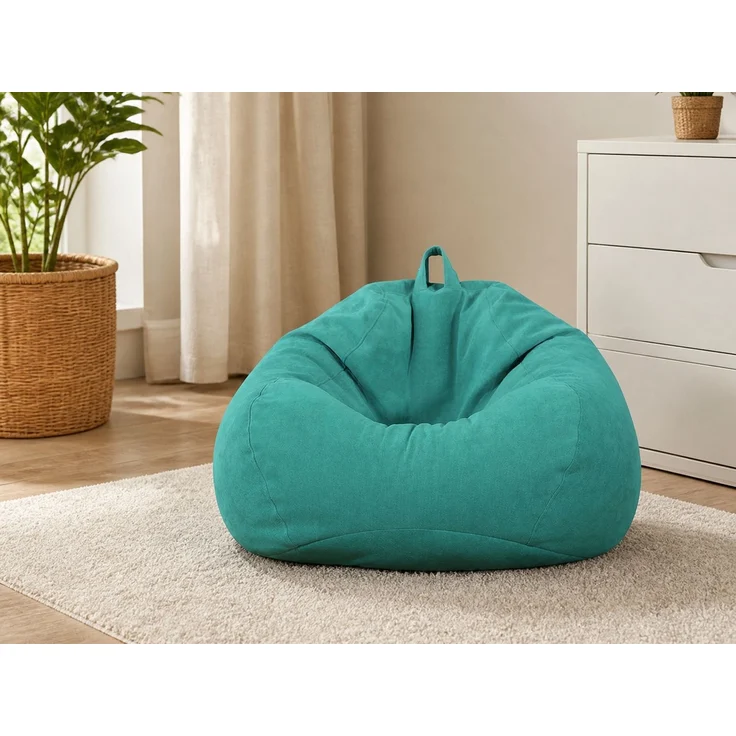 Sitzsack-Hülle ohne Füllmaterial, Türkis, 100 x 120 cm, Stoffbezug für Innen- und Außenbereich – Bild 2