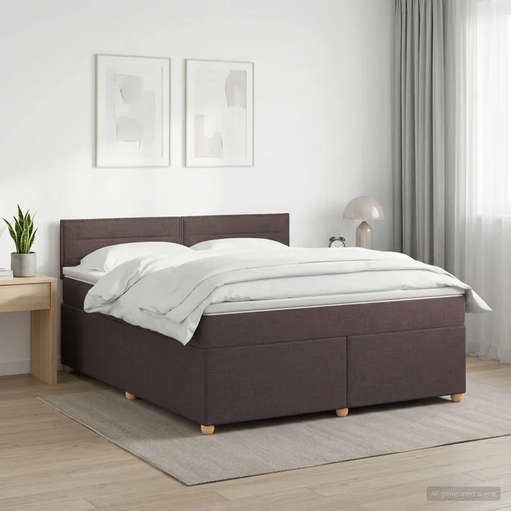 vidaXL Boxspringbett mit Matratze Dunkelbraun 180 x 200 cm Stoff 3451010