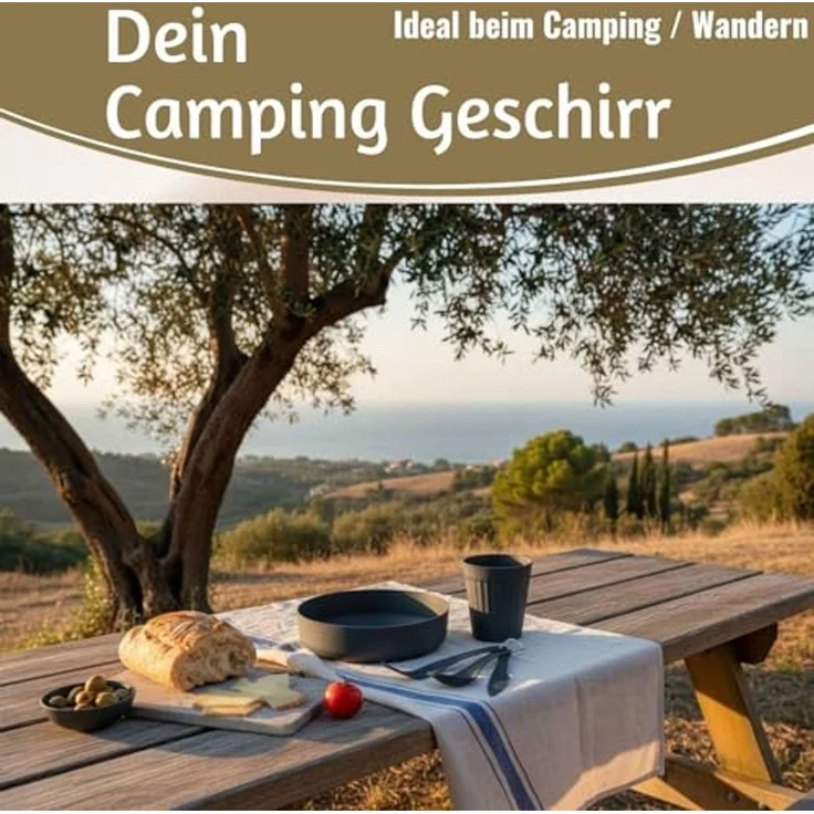 LS-LebenStil Geschirr-Set 6-teiliges Picknick-Set Tragetasche Geschirr Besteck Mehrweggeschirr (6-tlg), 1 Personen, Kunststoff, Becher Teller Besteck ideal beim Camping Wandern – Bild 7