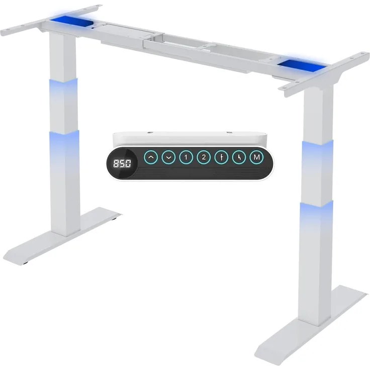 Flexispot Höhenverstellbarer Schreibtisch, Stahl, weißes Gestell, E6W-EU