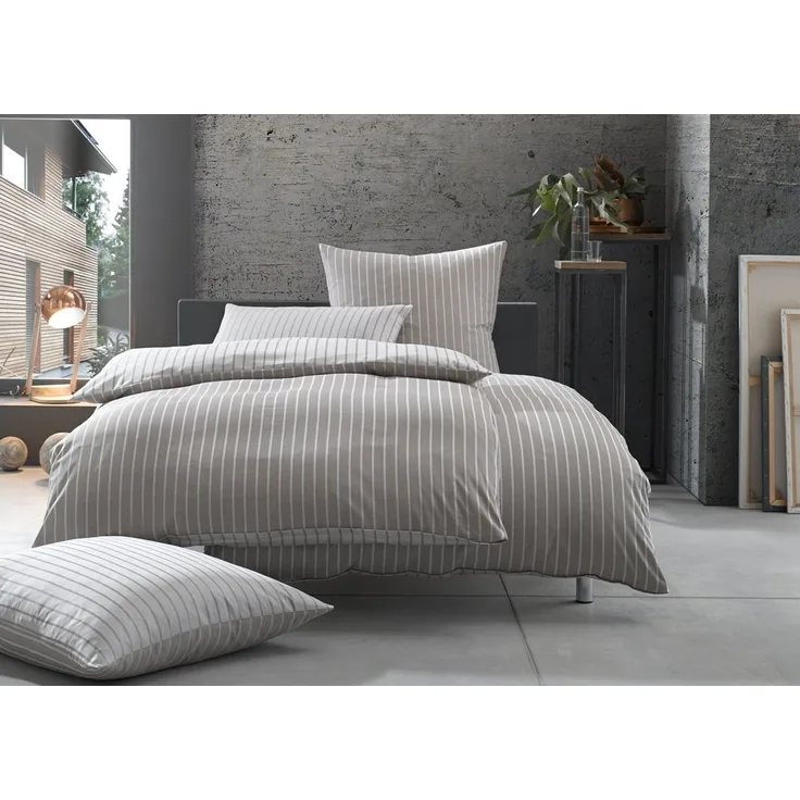 Bettwaesche-mit-Stil Damast Mako-Satin Wendebettwäsche braun Kissen 40x40