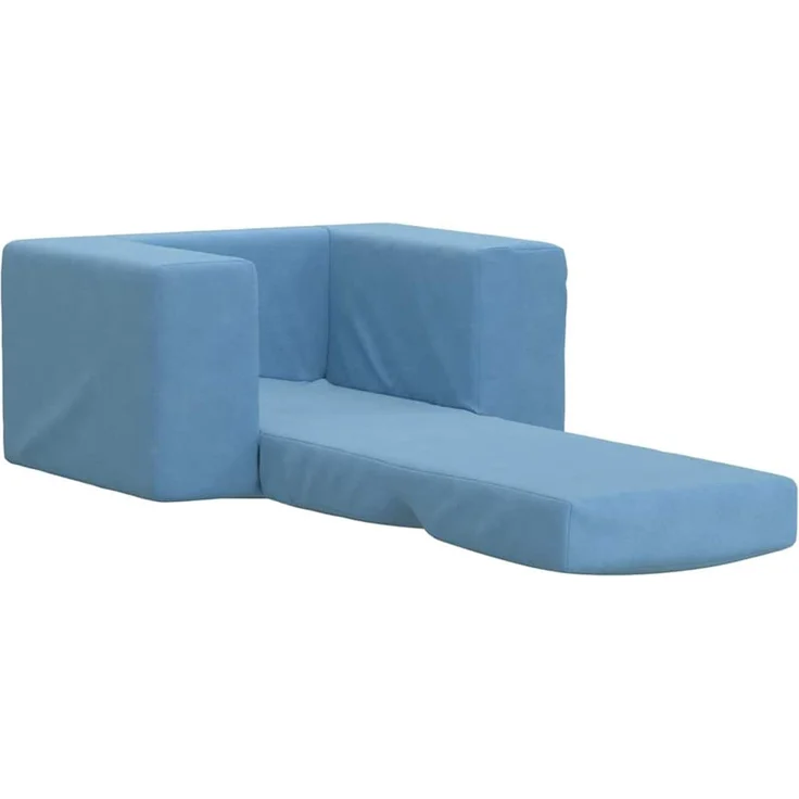 vidaXL Schlafsofa für Kinder Blau Weicher Plüsch 4104788 – Bild 4