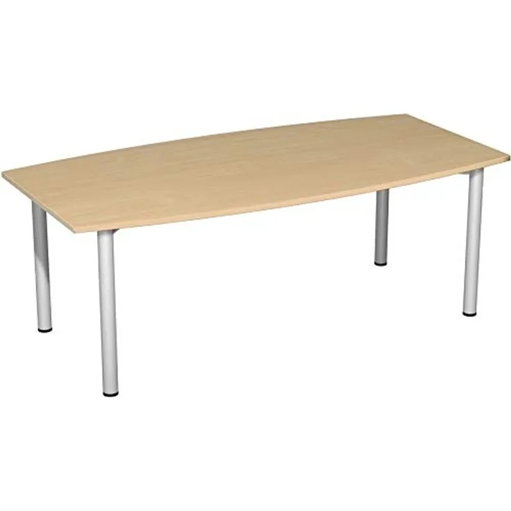 Konferenztisch Rundfuß, Faßform, 200x80-1200cm, Buche Silber