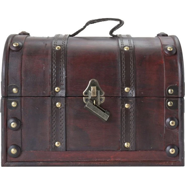HMF Schatzkiste Schatztruhe aus Holz mit Metallschloss, dekorative Holztruhe 30 x 20 x 22 cm, Italien – Bild 3