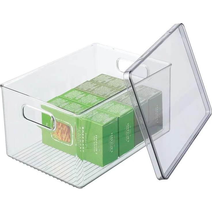 Aufbewahrungsbox + Deckel Organizer mDesign stapelbar 4er Set rauch/transparent – Bild 7