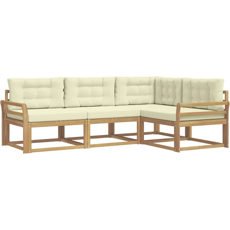 vidaXL Outdoor-Sofagarnitur 4 stk. Weiß und Creme 250 x 170,5 x 73 cm 3386374 – Bild 2