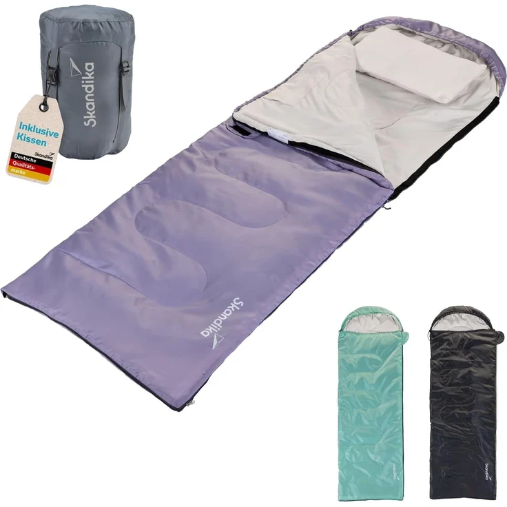 Skandika Schlafsack Skye, mit Kissen, koppelbar, 220 x 75 cm, 250g/m² Mikrofaserfüllung