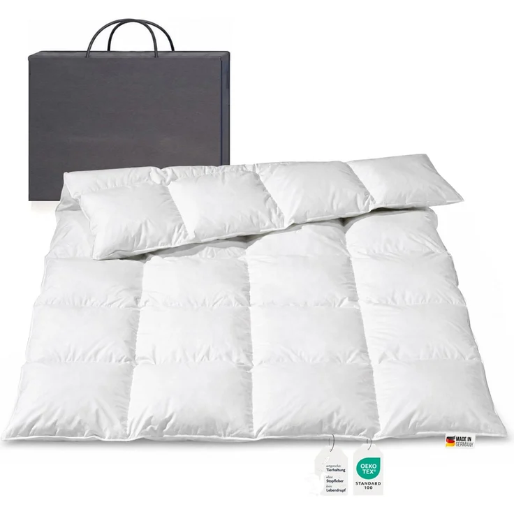 Daunendecke 900g sibirische Daunen Bettdecke warm 135x200 100% natur – Bild 1