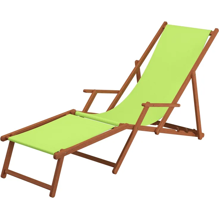 Sonnenliege Liegestuhl pistazie Fußteil Gartenliege Holz Deckchair Strandstuhl Gartenmöbel 10-306 F