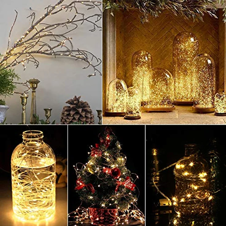 WEARXI Lichterkette Batterie, 10 Stück 2M 20 Mini LED Lichterkette mit Batterie, Lichterkette Innen, LED Lichterketten Batteriebetrieben, Lichterketten für Zimmer Deko, Hochzeitsdeko, Weihnachtsdeko – Bild 5
