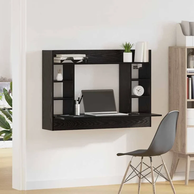 vidaXL Wandtisch Schwarz Eichen-Optik 105 x 48 x 75 cm Holzwerkstoff 869194 – Bild 3