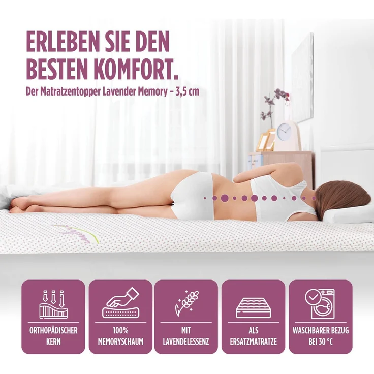 Matratzenauflage Erhöhen den Schlafkomfort mit ViscoCell Memory-Schaum Matratzenauflage Vitapur weiß (H 3.5 x T 200 x B 120 cm) – Bild 3