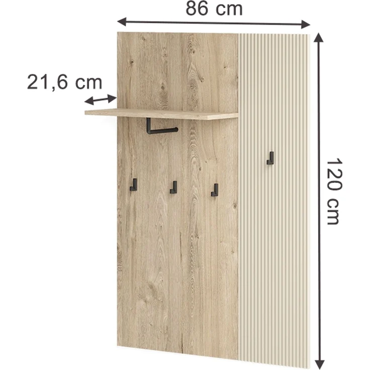 Wandgarderobe Puerto Eiche/Cashmere 86x120 cm Vicco – Bild 2