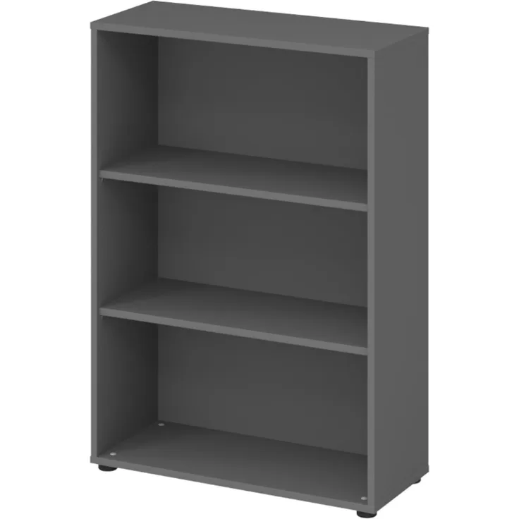 bümö Regal graphit, Standregal aus Holz für 3 Ordnerhöhen - Bücherregal klein 80 cm breit, Aktenregal für Ordner & Bücher, kleines Büroregal, Holzregal, Ordnerregal, Buchregal Dachschräge, 4500-G
