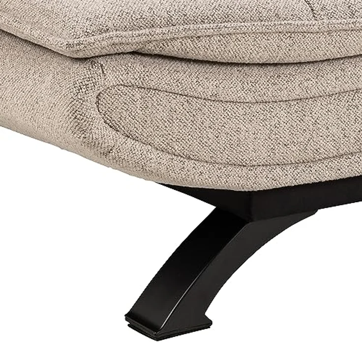 AC Design Furniture Jasper Schlafsofa in Beige, mit 3 Liegepositionen, Moderner 3-Sitzer ohne Armlehne, Gepolstertes Sofa mit Bouclé-Bezug und Schwarzen Beinen, B: 196 x H: 91 x T: 98 cm – Bild 9