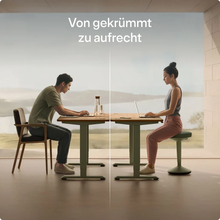 Ergonomischer Balancehocker Desktronic – Höhenverstellbarer Stehhocker für Homeoffice & Stehschreibtisch, Aktivsitz-Hocker mit Wippfunktion, rutschfester Standfuß – Grün – Bild 3