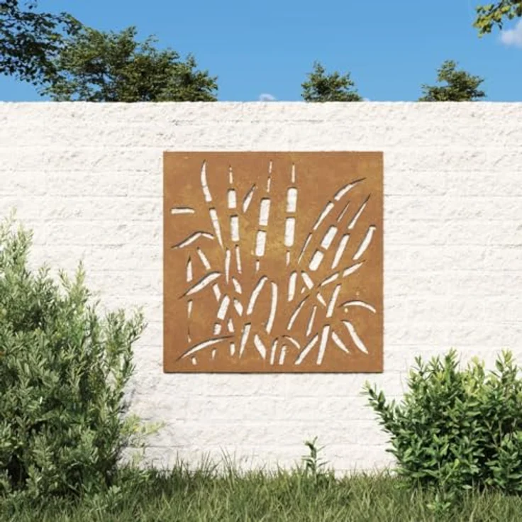 vidaXL Garten-Wanddeko Cortenstahl 55x55 cm mit Grasmuster, wetterfest und korrosionsbeständig – Bild 2