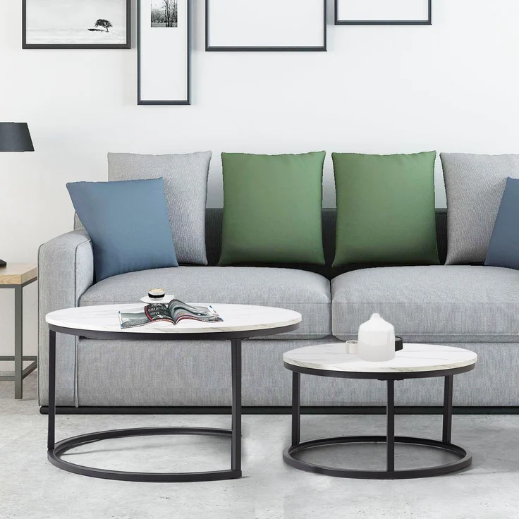 Couchtisch 2-teiliges Couchtisch-Set mit elegantem Design Stabiler Eisenrahmen & leicht zu reinigende MDF-Tischplatte 2 -St – Bild 5