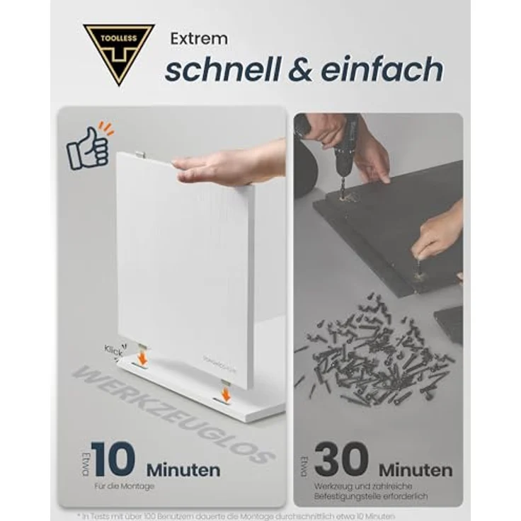 SONGMICS HOME Spiegelschrank, Badezimmerschrank, superschnelle werkzeuglose Montage, Toolless-Technologie, Badspiegel, verstellbare Ablagen, modern, 15 x 60 x 55 cm, schneeweiß BBC114WE01 – Bild 5