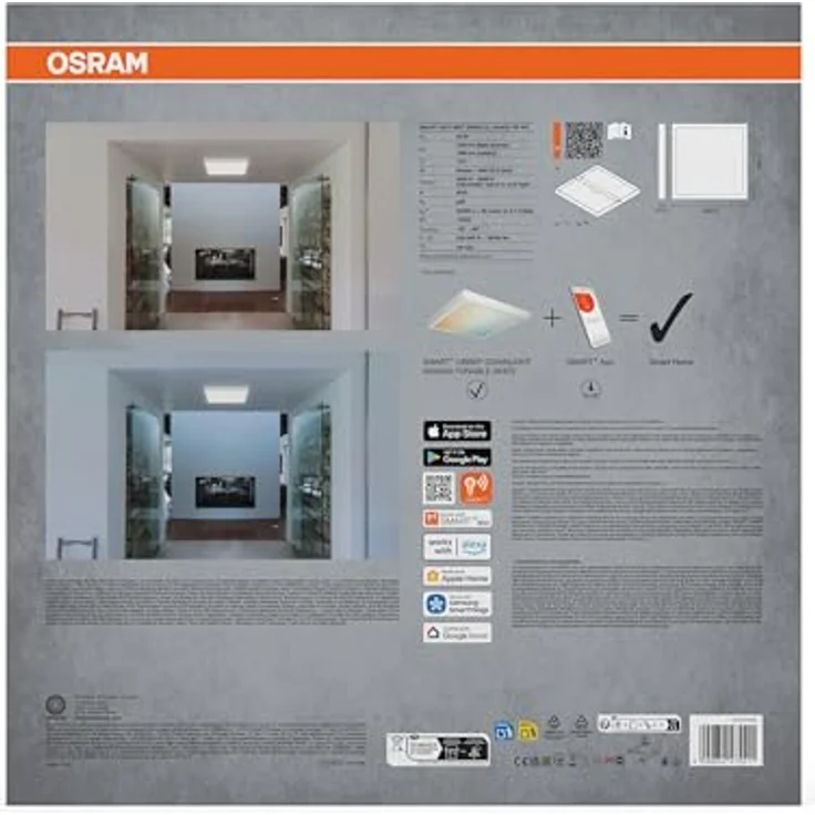Osram SMART+ Matter Orbis LED-Downlight, eckig 400x400mm, 22W, 1800lm, Tunable White 3000–6500K, Aluminium weiß, Matter over WiFi – Bild 4