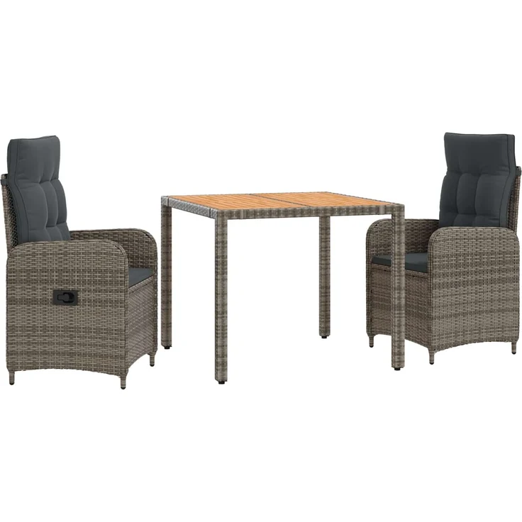 vidaXL Outdoortisch-Set 3 stk. Hellgrau und Dunkelgrau 90 x 90 x 75 cm 3422284 – Bild 2