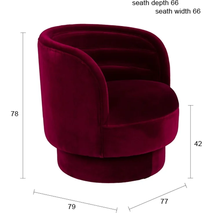 DutchBone Loungesessel Dorothy in Rot mit drehbarem Sitz 79x77x78 cm – Bild 10