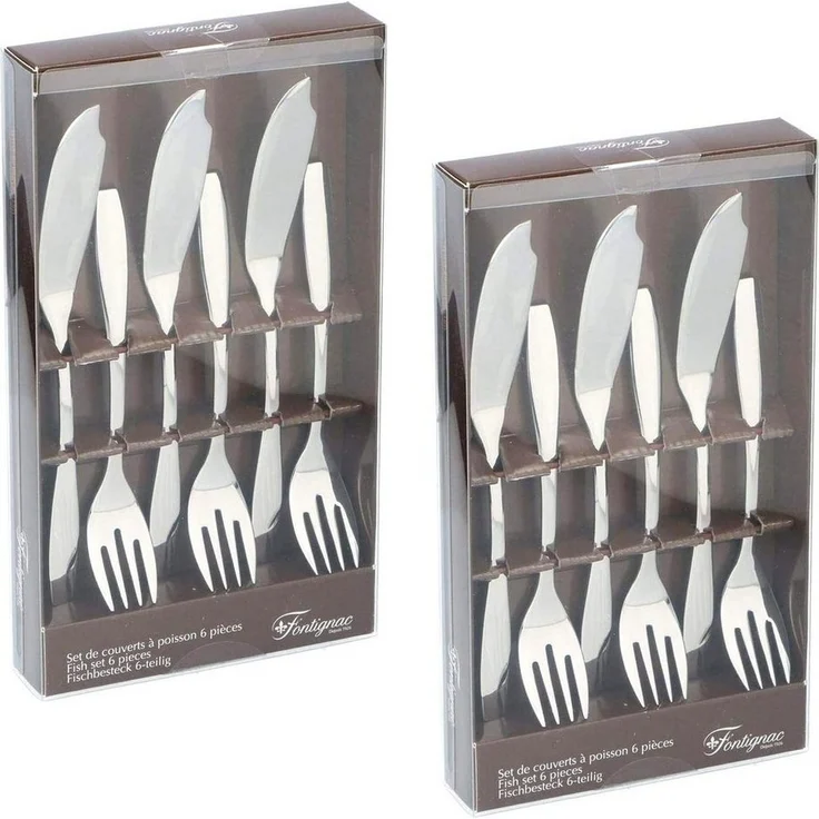 HAC24 Fischbesteck Edelstahl Fischbesteck Fischgabel Fischmesser (12-tlg), 6 Personen, Edelstahl, 12 teilig für 6 Personen – Bild 3