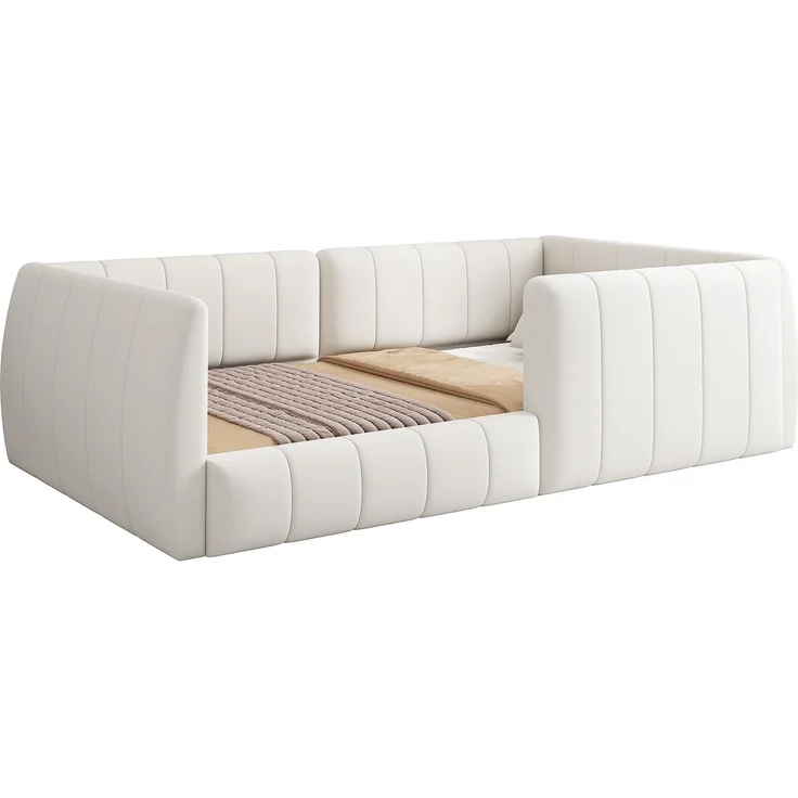 Merax Kinderbett 90 x 200cm Jugendbett, mit Sicherheitsgeländer, samt Beige – Bild 10