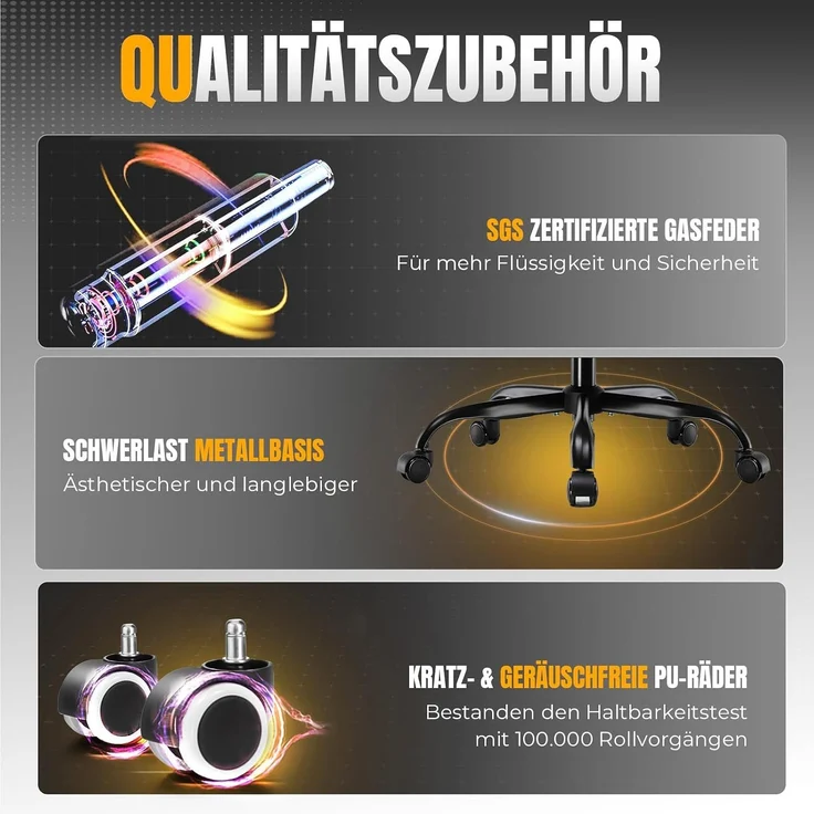 GTPLAYER Bürostuhl Gaming Stuhl Massage Gaming Sessel Ergonomischer Gamer Stuhl mit Fußstütze, Kopfstütze Massage-Lendenkissen, Gepolstert Game Chair, Drehsessel Stoff – Bild 5
