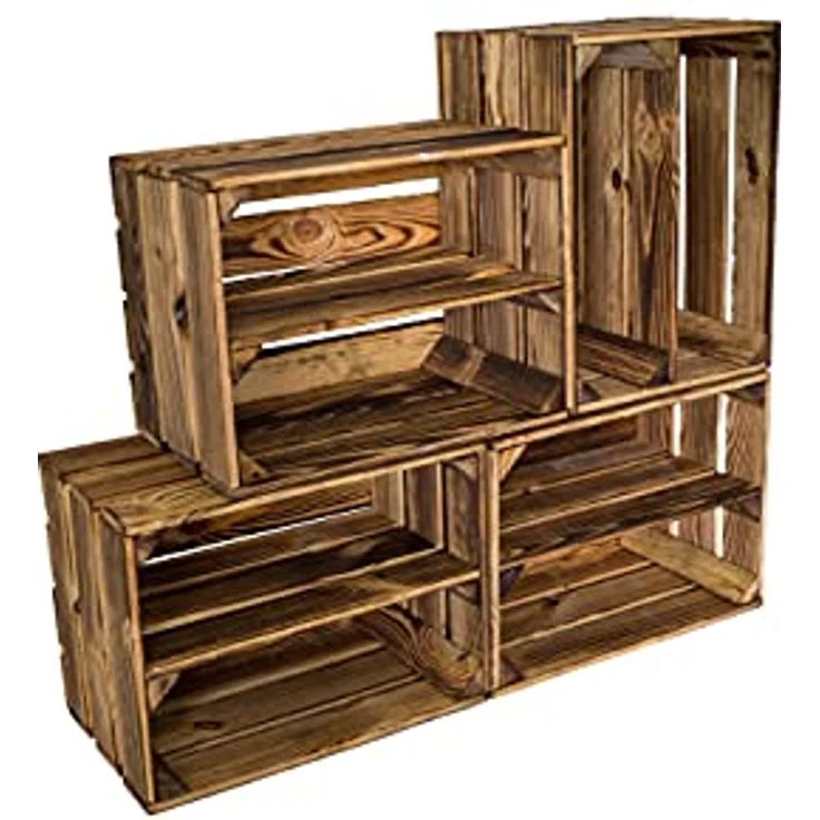 geflammtes Schuhregal Bella Mini für Kinder mit Zwischenbrett 40 x 30 x 25 cm/Apfelkisten Weinkisten Holzkisten aus dem Alten Land (1 x Schuhregal Mini für Kinder) – Bild 7