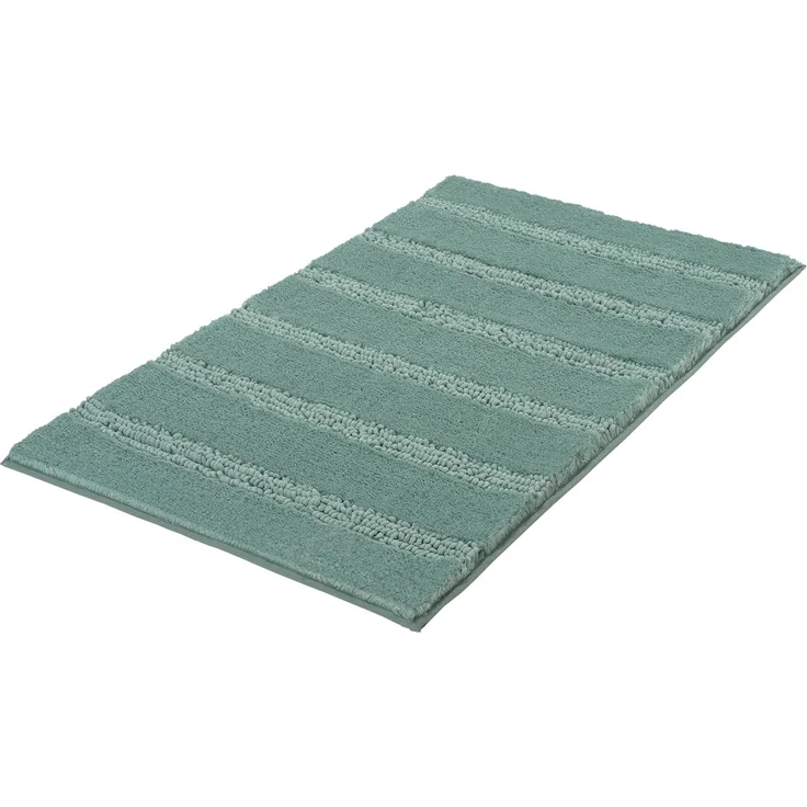 Badematte MONROVIA, 70 x 120 cm, Mint, Streifen, Höhe 23 mm, rutschhemmend beschichtet, fußbodenheizungsgeeignet, Polyester, rechteckig – Bild 1