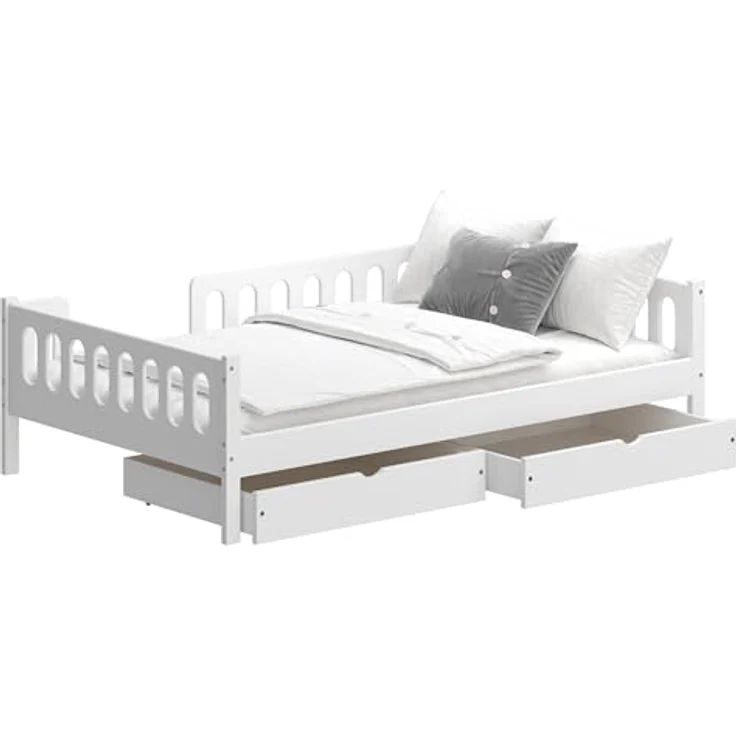 CADANI LARS 2in1 Kinderbett Jugendbett 120x200 cm Weiß, Rausfallschutz abnehmbar, Zum Jugendbett umbaubar – Bild 8