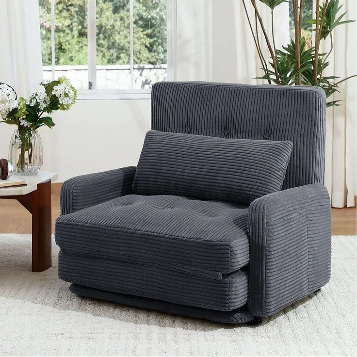 HomeMiYN Schlafsofa Schlafsessel 2-Sitzer mit Schlaffunktion, Klappsessel Bodensofa, Schlafsofa Loveseat, Bodensofa Klappsofa 2-Sitzer mit Schlaffunktion – Bild 1