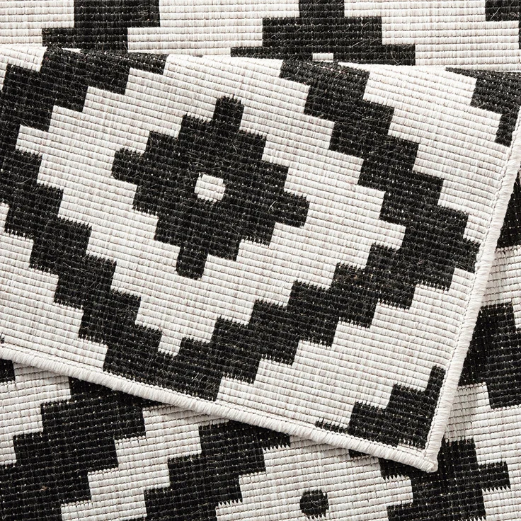 In- & Outdoor Teppich Malta Schwarz Creme - 160x230x0,5cm – Bild 3