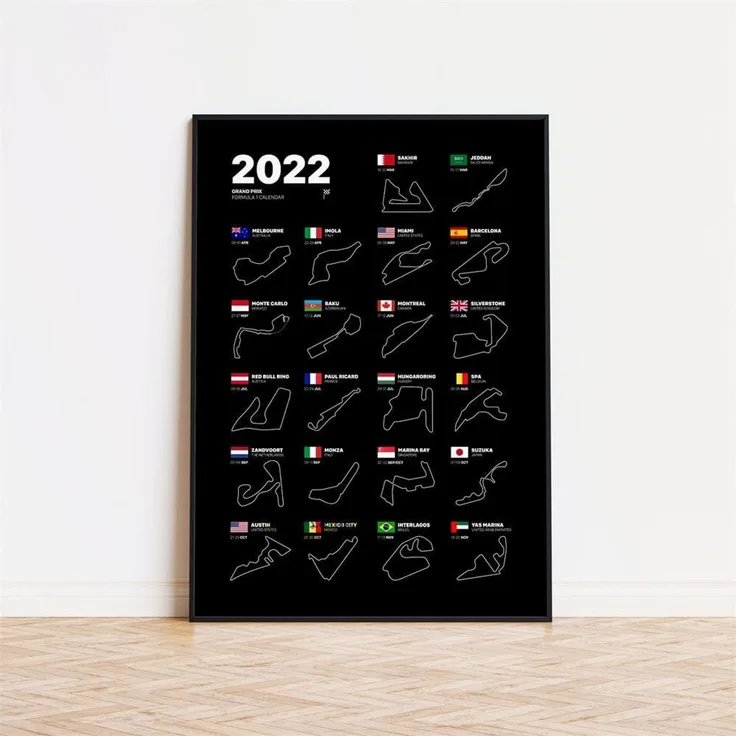 Poster Formel 1 Rennfahrer Legenden Unterschiften · Deko Print ohne Rahmen - F / 60x90 cm