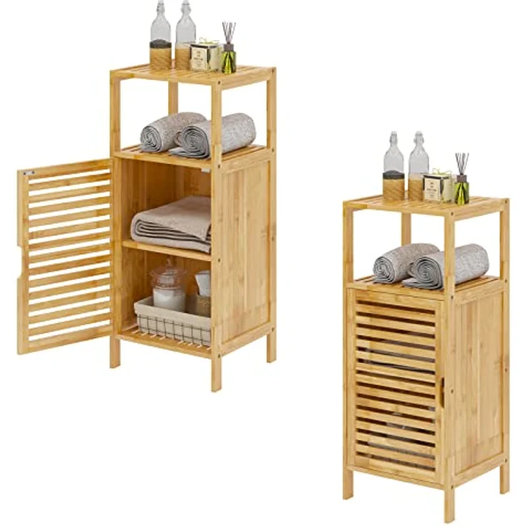 SogesHome Buffets Bambus Beistellschrank Konsole Badezimmerschrank Aufbewahrungsschrank Schrank für Küche Wohnzimmer Badezimmer Hoch- & Midischränke Unterschränke fürs Bad – Bild 2