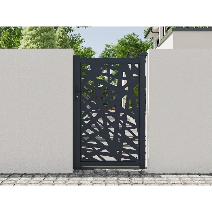 Vente-unique - NATAFO Side gate Metall Grau - B 4,6 cm x H 161 cm x L 103 cm