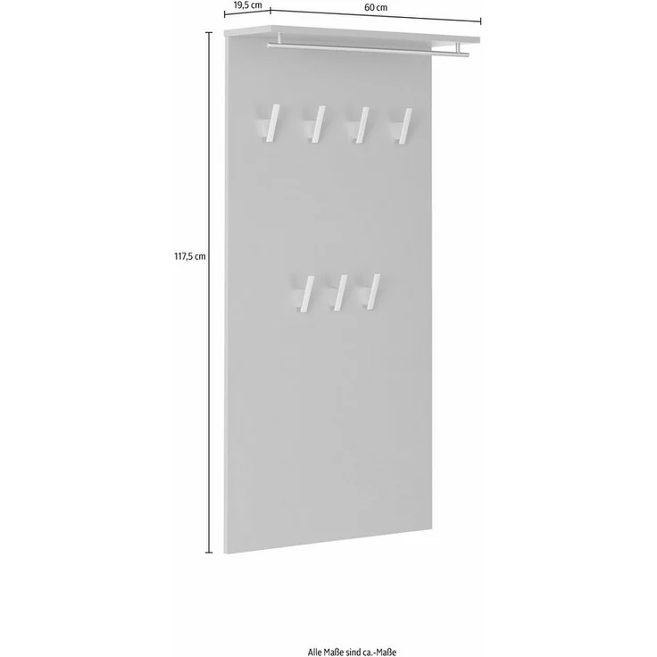 Schildmeyer Brisbane Garderobe 133486, Melaminharzbeschichtete Spanplatte, weiß glanz, 60. 0x20. 5x120. 5 cm – Bild 2