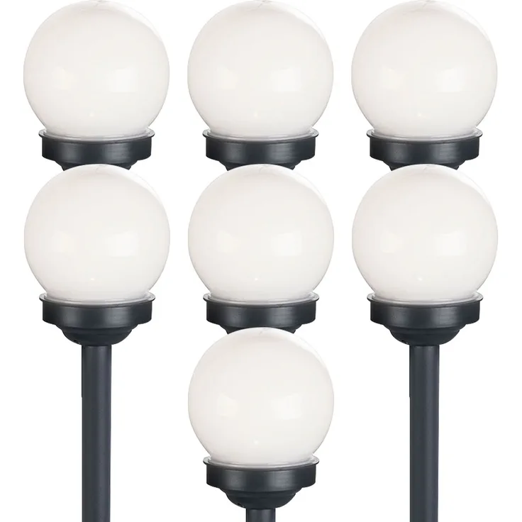 7er Set LED Solarkugel weiß, Erdspieß, DxH 10x38 cm