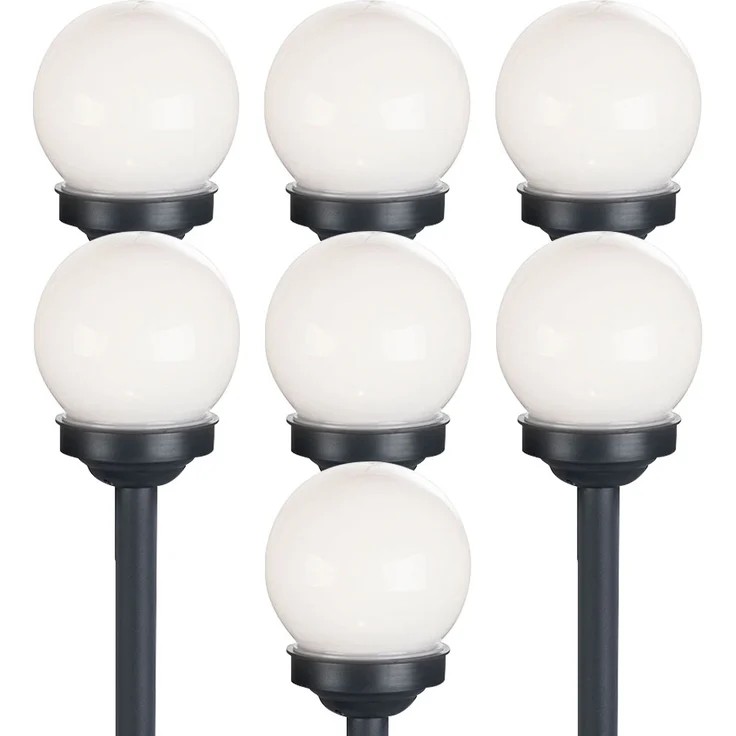 7er Set LED Solarkugel weiß, Erdspieß, DxH 10x38 cm – Bild 1