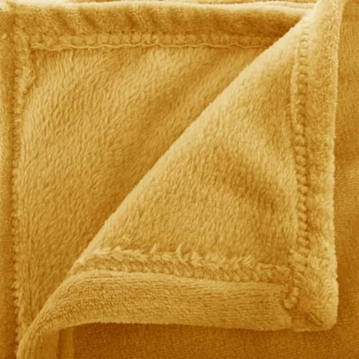 Atmosphera Createur d´interieur Fleecedecke, Uni, Gelb, 180 x 230 cm, aus strapazierfähigem Polyester, für modernes und skandinavisches Interieur – Bild 4