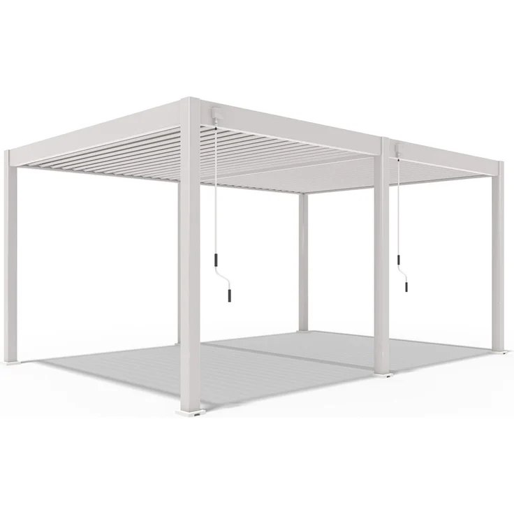 Weide Deluxe Pergola Voll-Aluminium 3,6x5,3m mit Lamellendach freistehend Ivory Sand – Bild 1