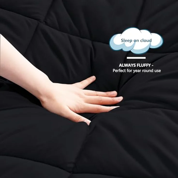 WAVVE Bettdecke 155x220 cm Ganzjahresdecke 4 Jahreszeiten, Steppdecke 300gsm Mikrofaser 155x220 cm, Super Weiche Decke Zudecke Schlafdecke Atmungsaktive 155x220 Schwarz – Bild 6