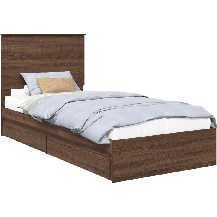 vidaXL Aufbewahrungsbett Braun Eichen-Optik 90 x 190 cm Holzwerkstoff 3411256 – Bild 1