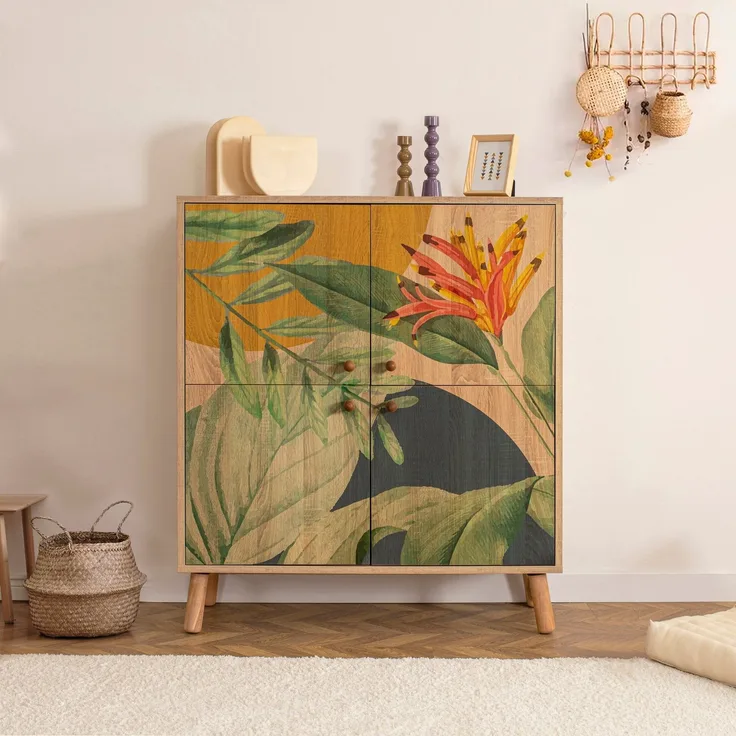 Skye Decor 'Multilüx Saka' Mehrzweckschrank, Sonoma / Grün, 95 x 111 x 36 cm