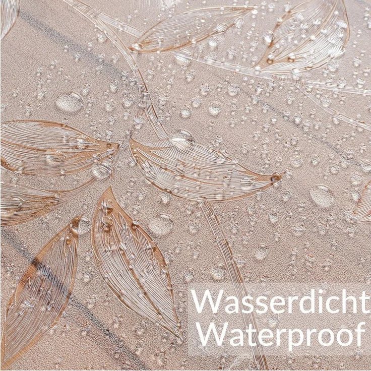 ANRO Tischdecke FLOKY Blatt mattiert einseitig 1,5mm Tisch Schutzfolie Geruchsneutral (Rolle 1-tlg, eine Folie), Pflegeleicht 90x100cm Prägung mit Motiv Weiß