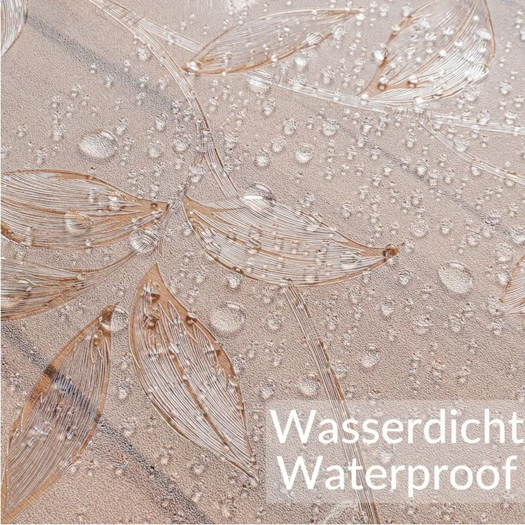 ANRO Tischdecke FLOKY Blatt mattiert einseitig 1,5mm Tisch Schutzfolie Geruchsneutral (Rolle 1-tlg, eine Folie), Pflegeleicht 90x100cm Prägung mit Motiv Weiß