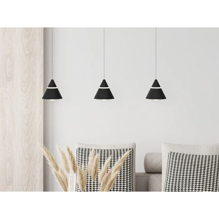 LED Pendelleuchte ROMEO höhenverstellbar, 3-flammig Schwarz, Breite 55cm – Bild 1