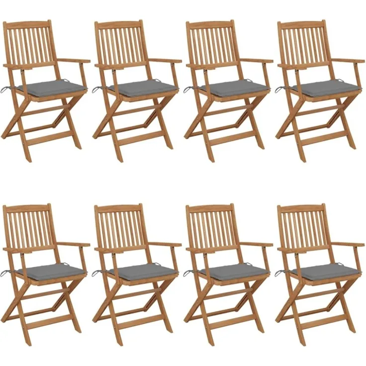 vidaXL Klappbare Gartenstühle 8 Stk. mit Kissen Massivholz Akazie 3074968