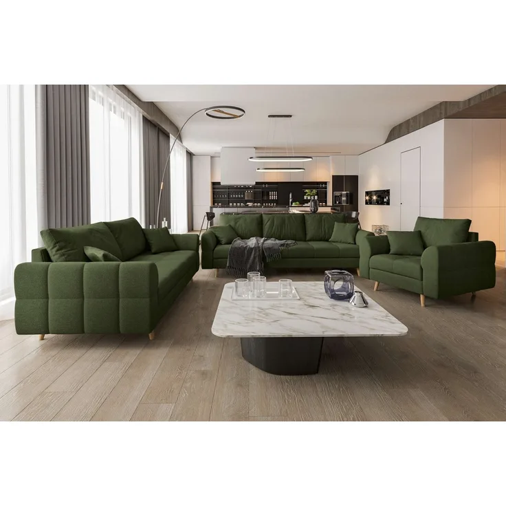 99rooms Polstergarnitur Bello, (Couchgarnitur, Set (3-tlg), bestehend aus 3-Sitzer Sofa, 2-Sitzer Sofa, Sessel, mit Rundumbezug
